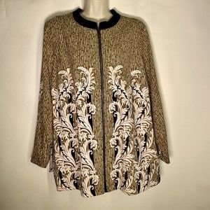 NWT - Bob Mackie Wearable Art Foliage Print Full Zip Up Jacket Sz XL